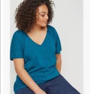 Lane Bryant short sleeve pleated sweater tee 18/20